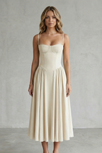 Pleated Midi Women’s Sleeveless Structured Dress