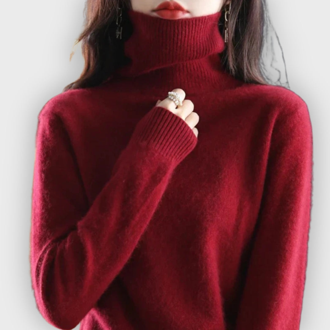 Women's Cashmere Roll Neck Sweater Soft Warm Elegant Knitwear