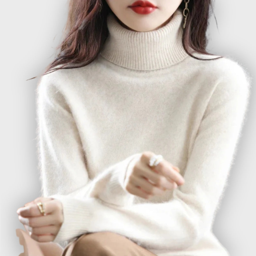 Women's Cashmere Roll Neck Sweater Soft Warm Elegant Knitwear