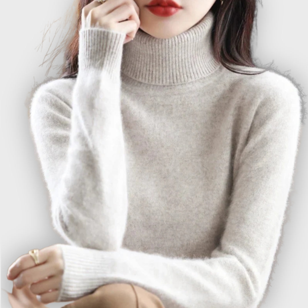 Women's Cashmere Roll Neck Sweater Soft Warm Elegant Knitwear