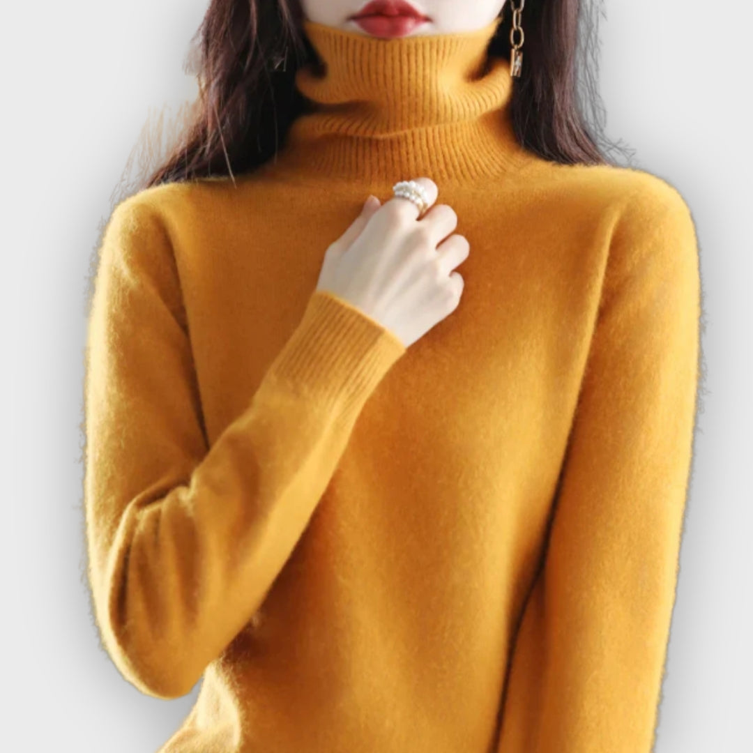 Women's Cashmere Roll Neck Sweater Soft Warm Elegant Knitwear