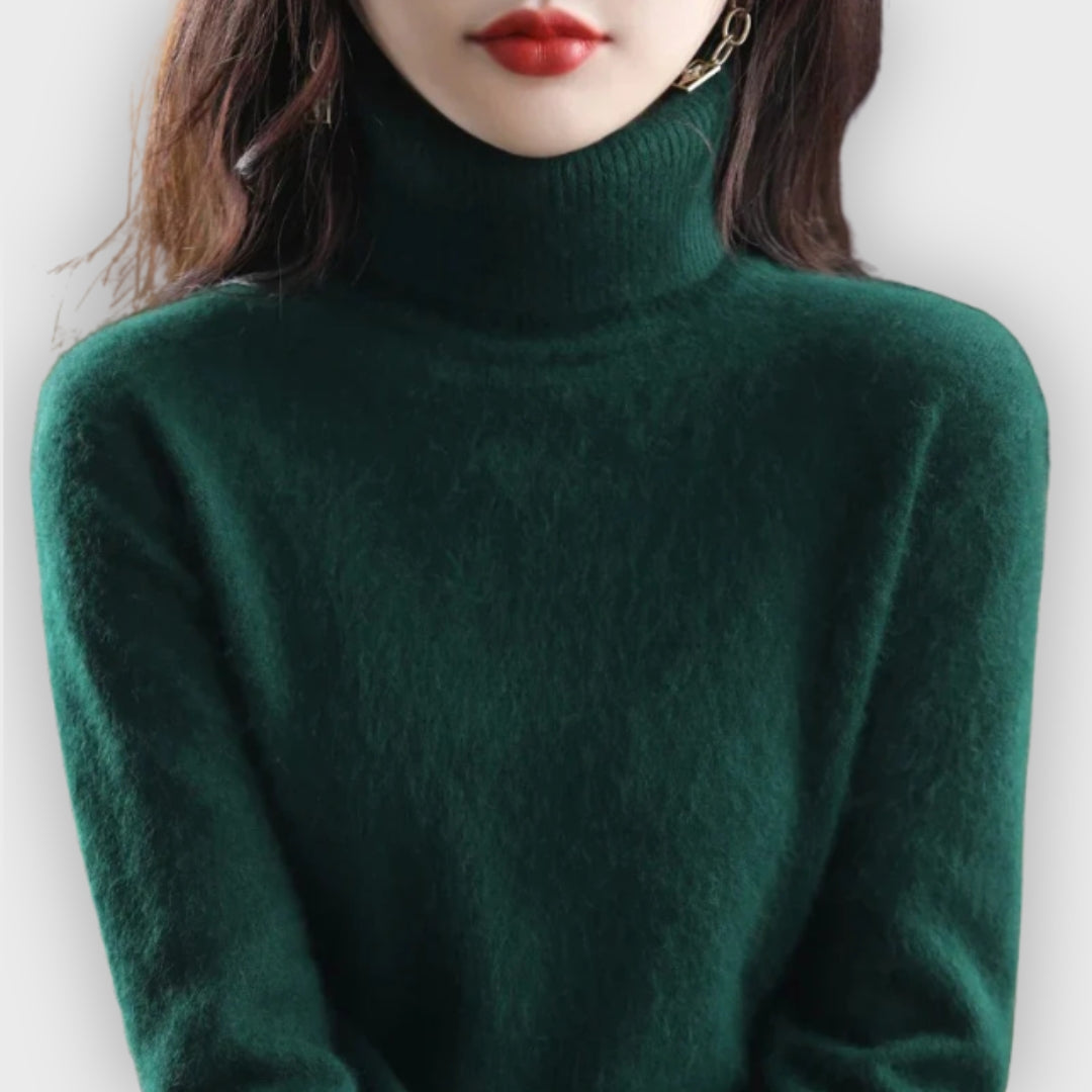 Women's Cashmere Roll Neck Sweater Soft Warm Elegant Knitwear