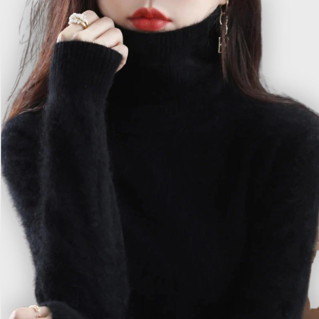 Women's Cashmere Roll Neck Sweater Soft Warm Elegant Knitwear