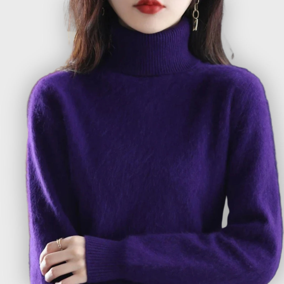 Women's Cashmere Roll Neck Sweater Soft Warm Elegant Knitwear
