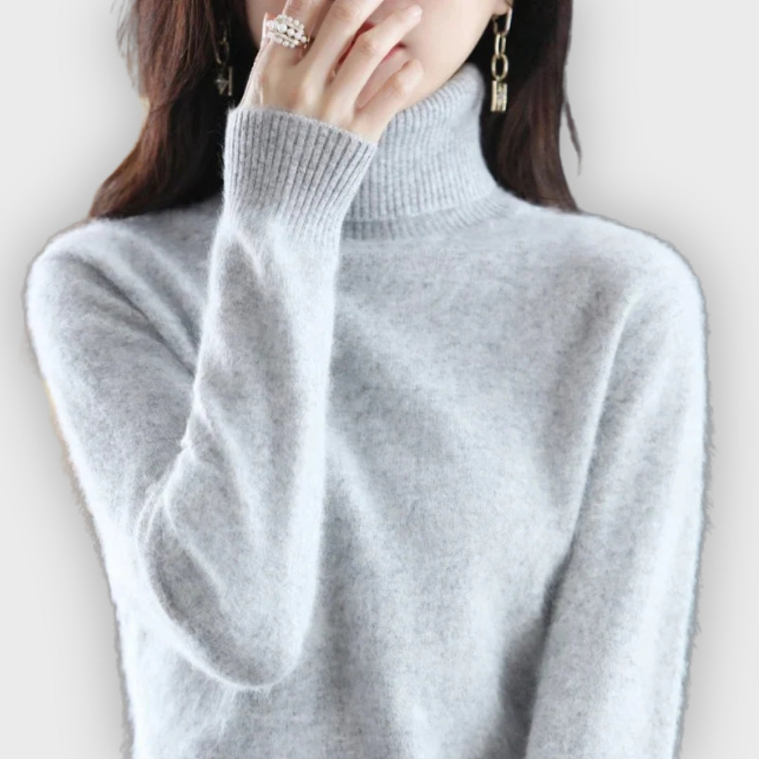 Women's Cashmere Roll Neck Sweater Soft Warm Elegant Knitwear
