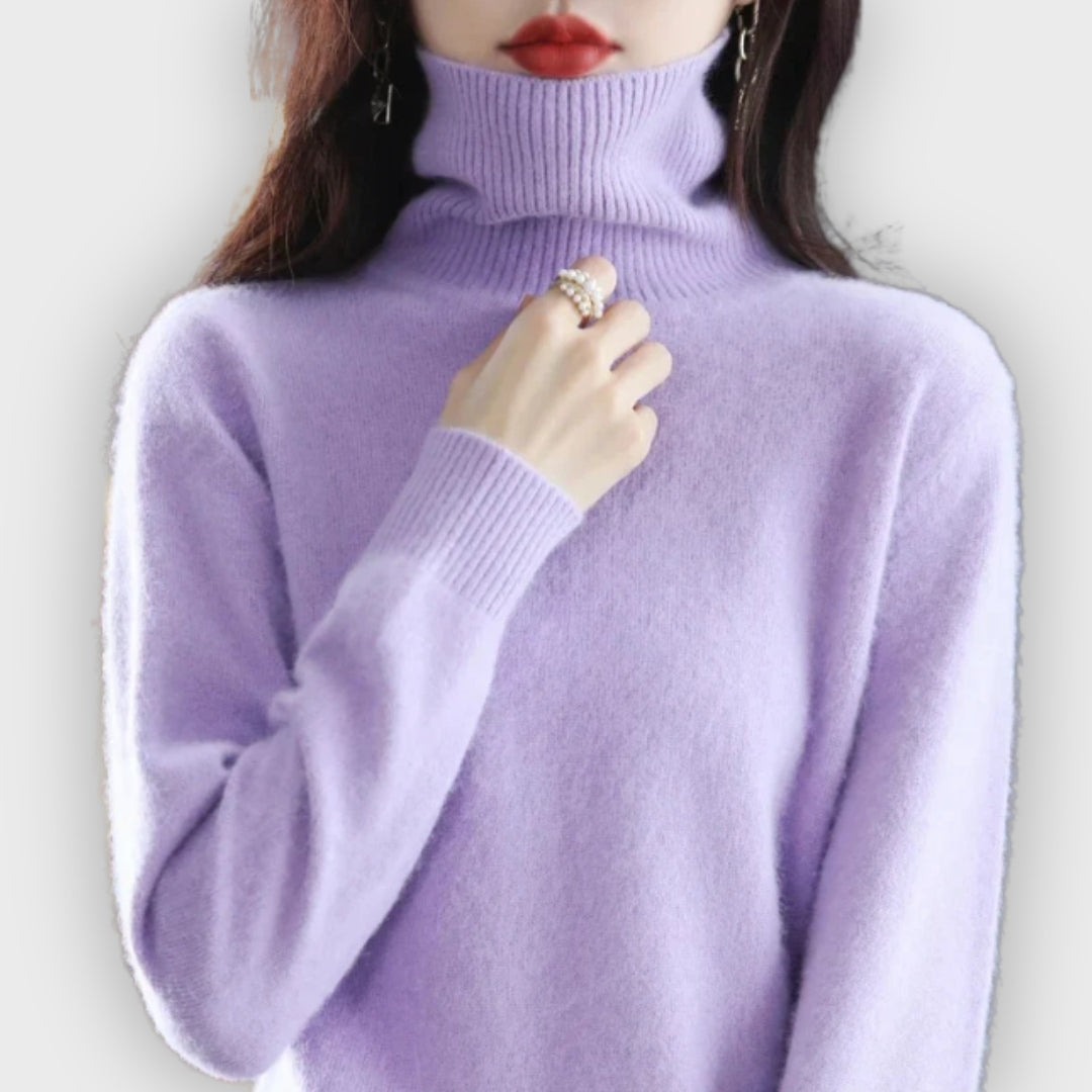 Women's Cashmere Roll Neck Sweater Soft Warm Elegant Knitwear