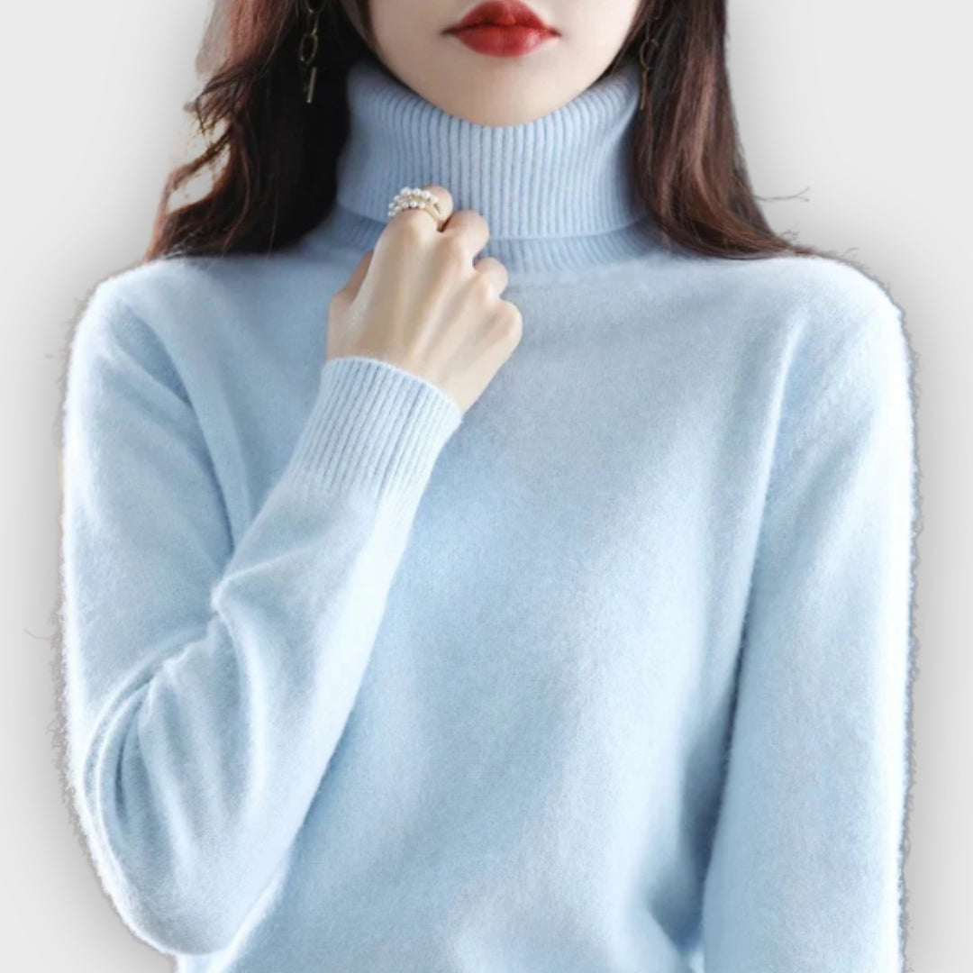 Women's Cashmere Roll Neck Sweater Soft Warm Elegant Knitwear