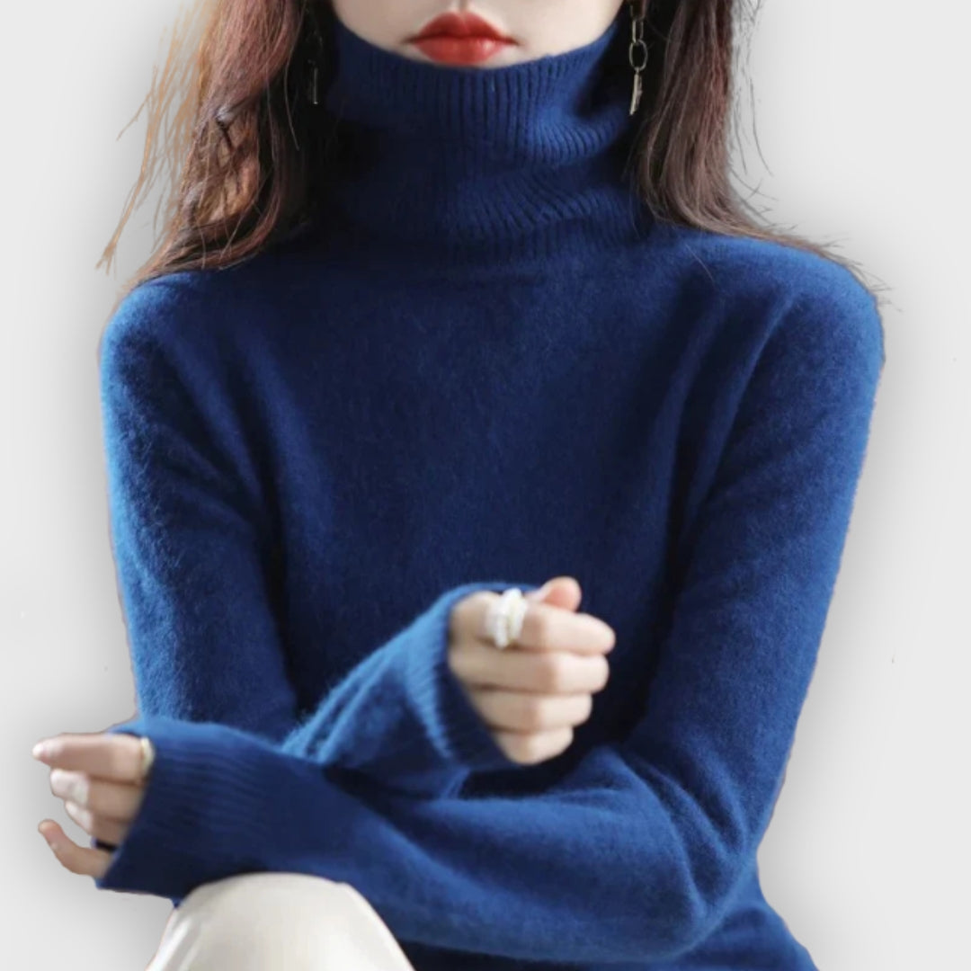 Women's Cashmere Roll Neck Sweater Soft Warm Elegant Knitwear