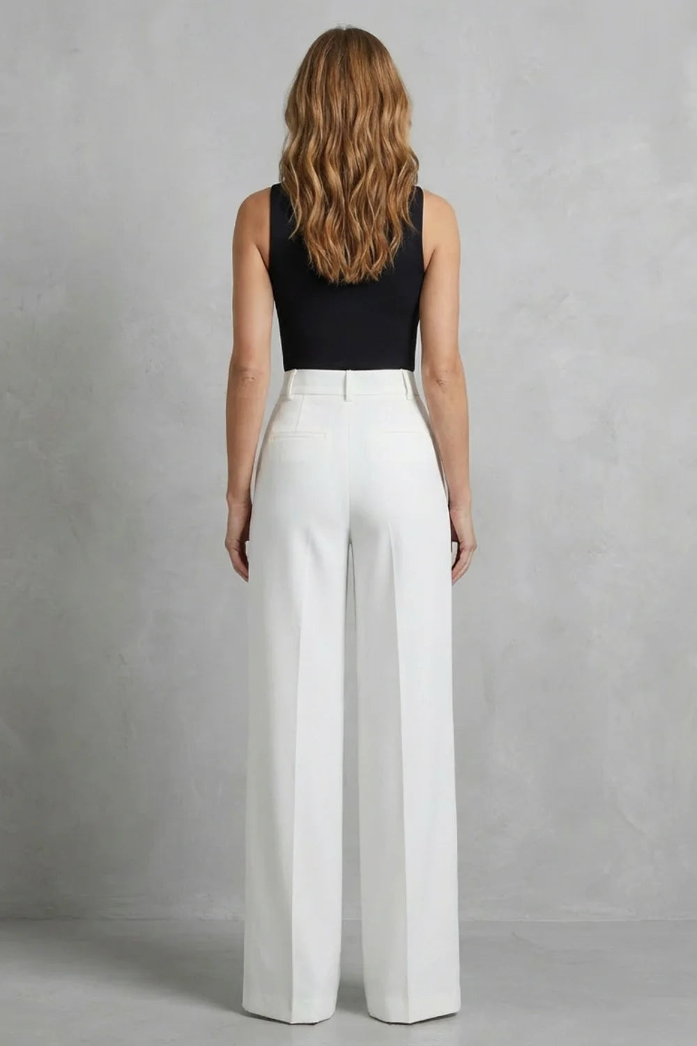 Women's High Waist Wide Leg Trousers Tailored Pleats Smart