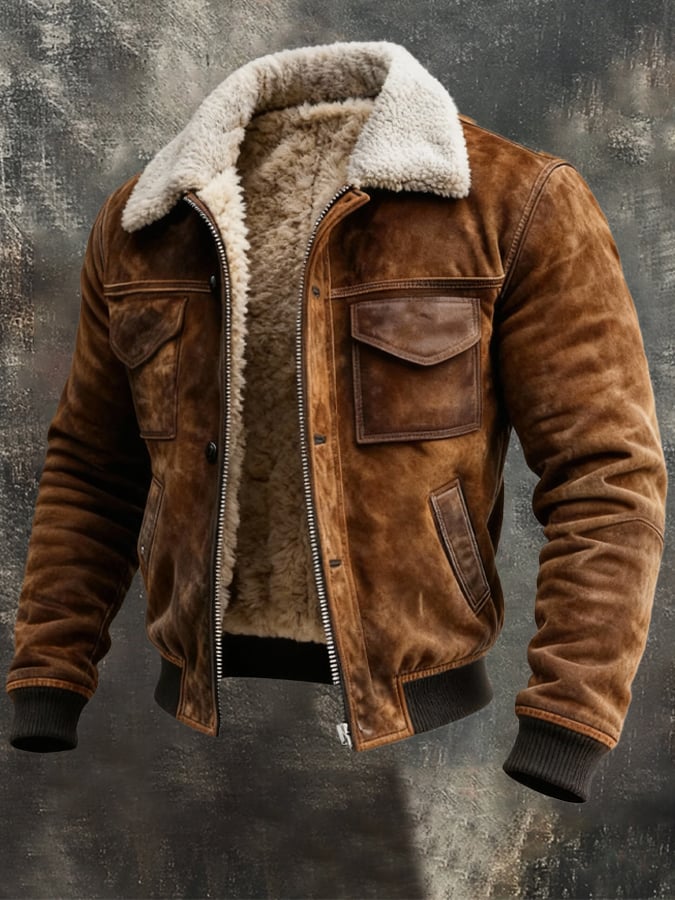 Men's Sherpa Jacket Lined Warm Rugged Casual Winter