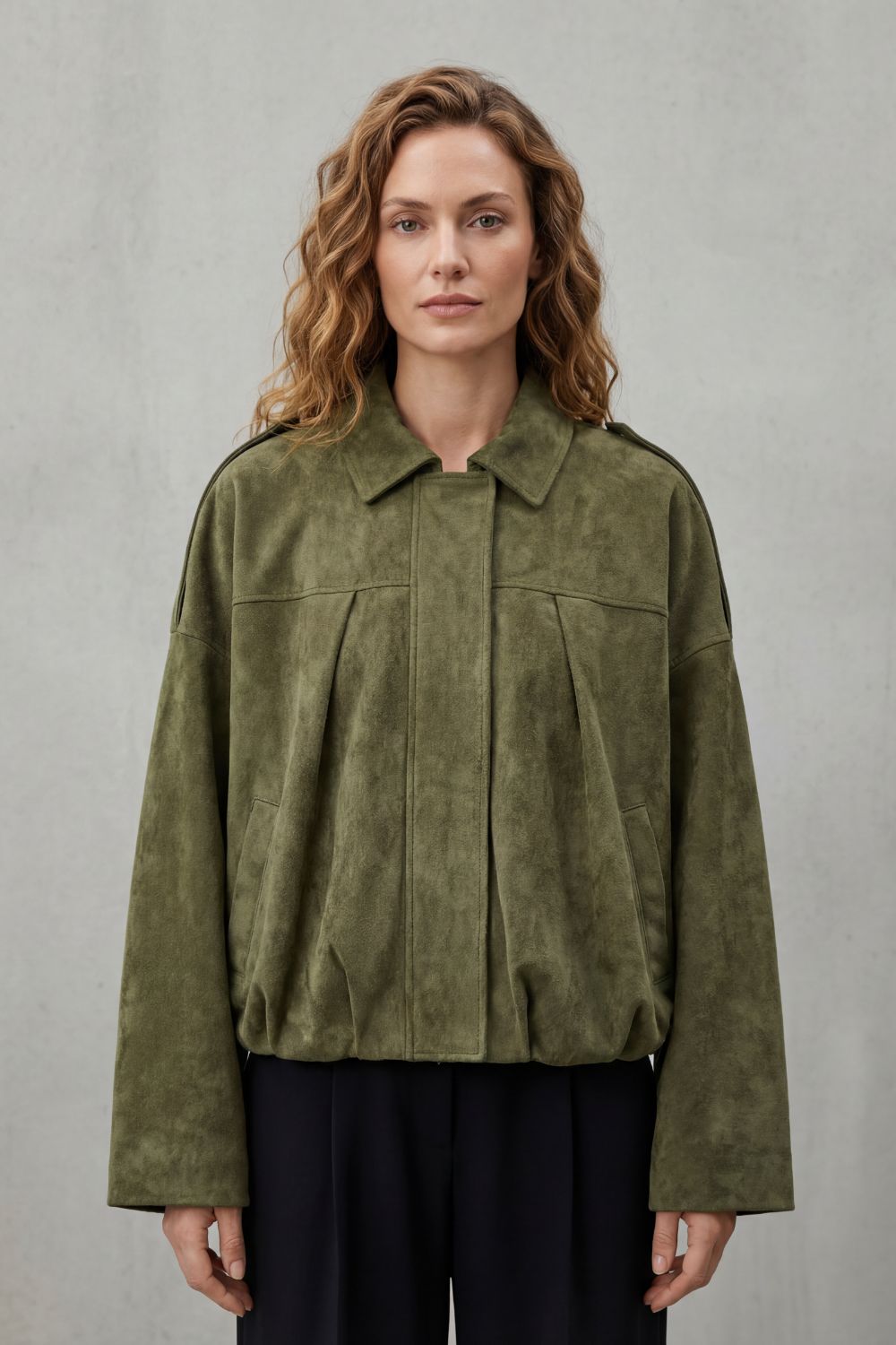 Zip Suede Bomber Jacket