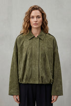 Zip Suede Bomber Jacket