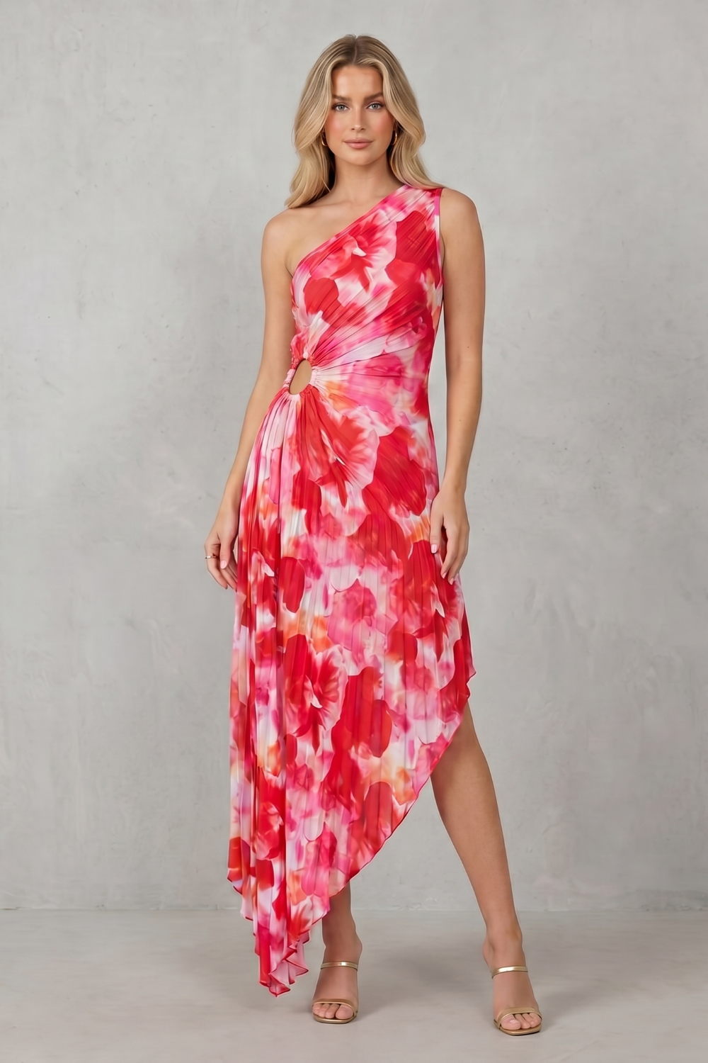 Floral One Shoulder Women’s One-Shoulder Printed Maxi Dress