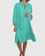 Boho Floral Bell Sleeve Midi Dress V-Neck Summer