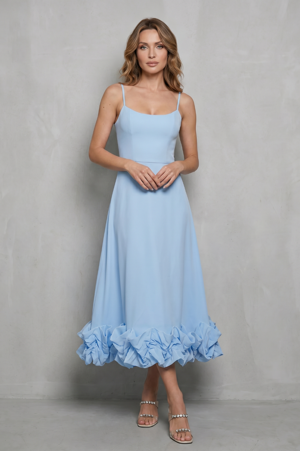 Ruffle Sleeveless Midi Dress
