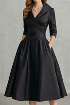 Satin Pockets Midi Dress