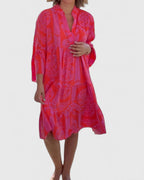 Boho Floral Bell Sleeve Midi Dress V-Neck Summer