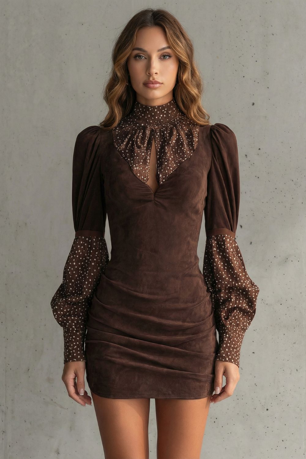 Polka Dot High Neck Mini Dress