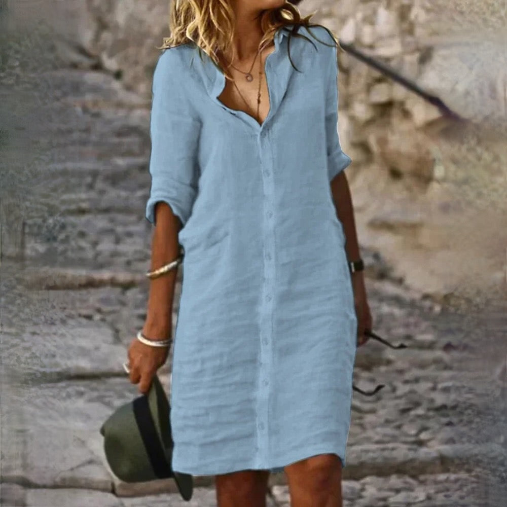 Cotton Linen Dress Casual Breathable Everyday