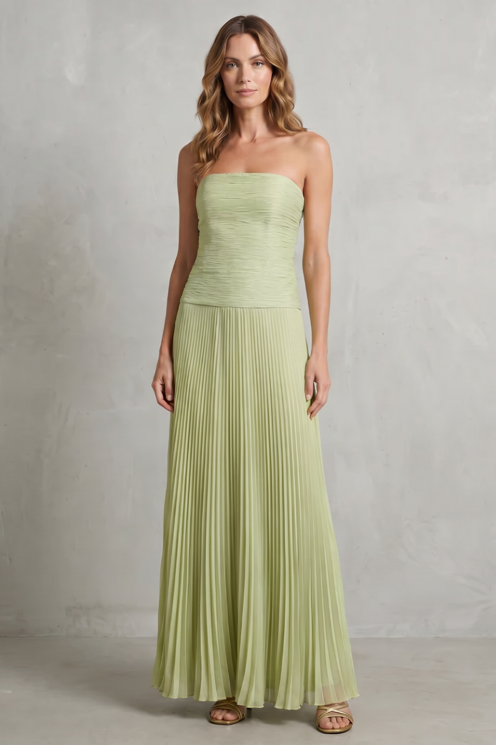 Skyelle – Pleated strapless elegance – Maxi dress