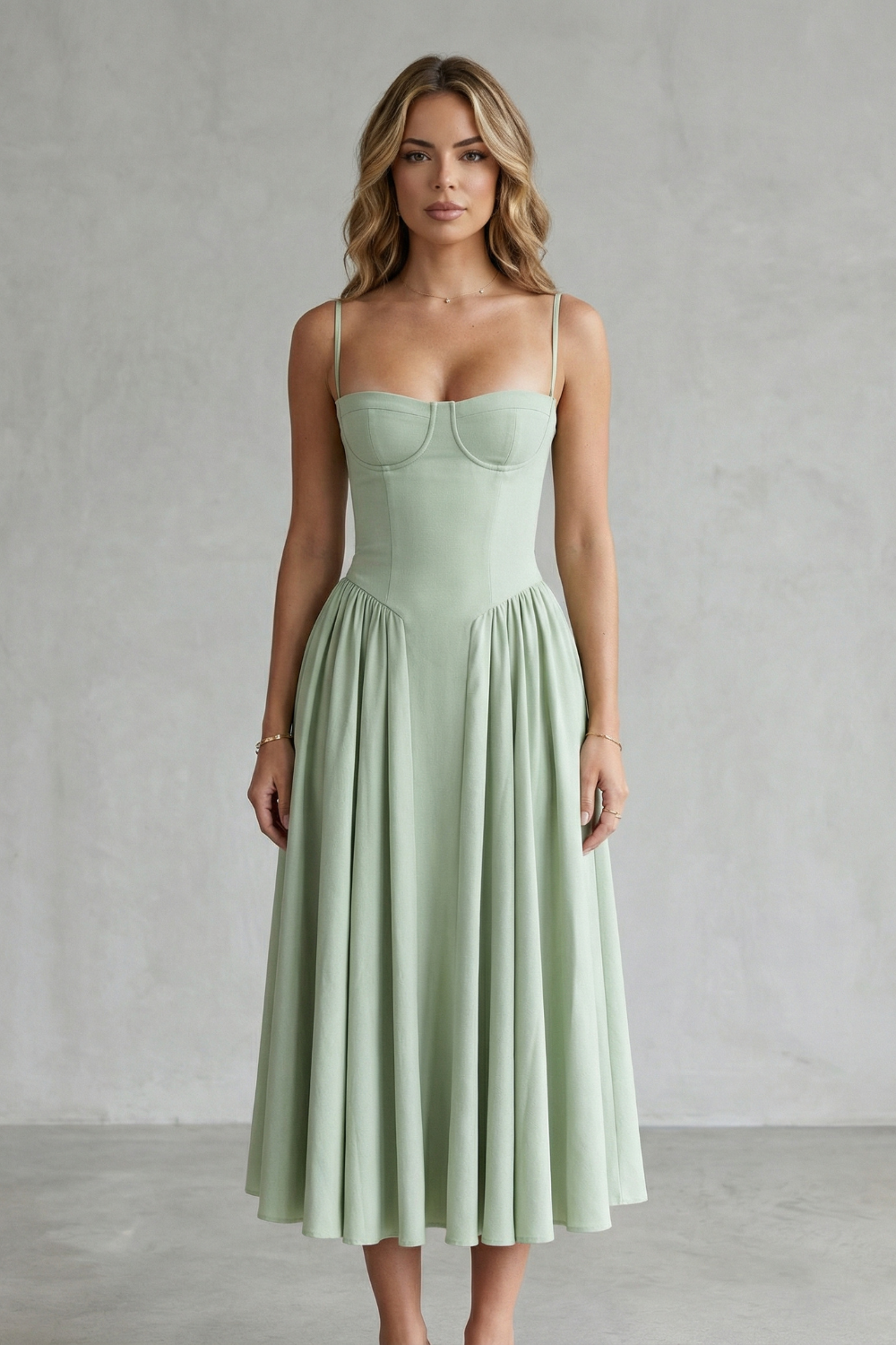Pleated Midi Women’s Sleeveless Structured Dress