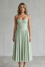 Pleated Midi Women’s Sleeveless Structured Dress