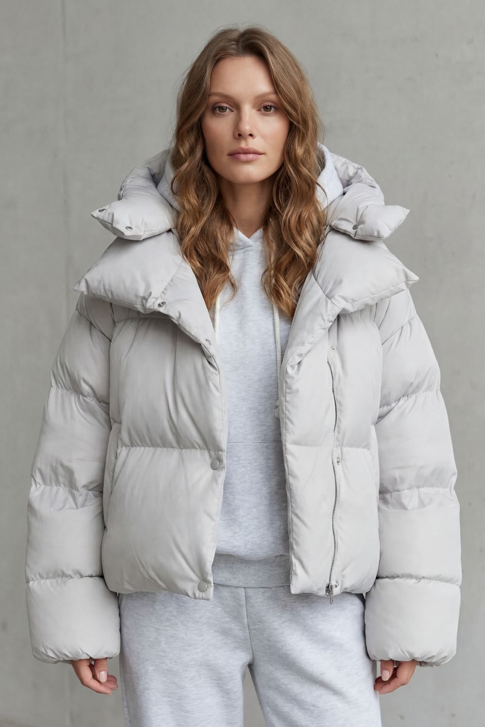 Oversized Zip Cropped Puffer Jacket