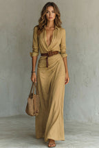 Wrap Belted Maxi Dress