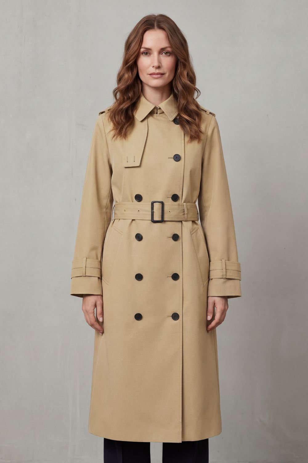 Knee Length Double-Breasted Trench Coat