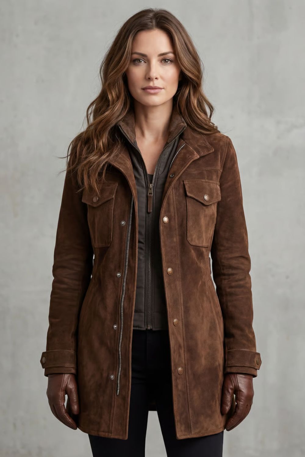 Tailored Suede Longline Coat