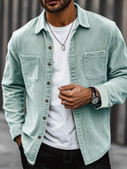 Men's Shirt Jacket Buttons Pockets Textured Transitional