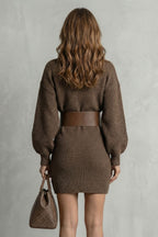 Oversized Knit Belted Mini Dress (belt Included)