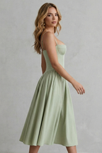 Pleated Midi Women’s Sleeveless Structured Dress