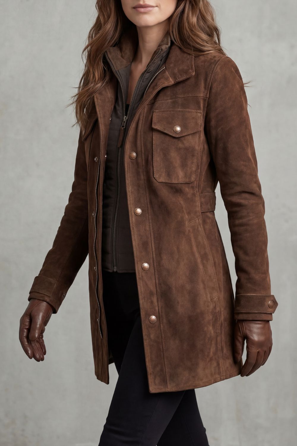Tailored Suede Longline Coat