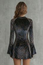 Velvet Leopard Print Mini Dress