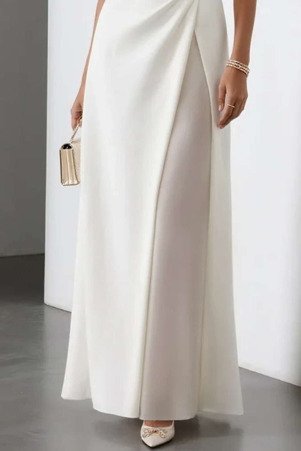 Boat Neck Draped Waist Maxi Dress Wedding Guest