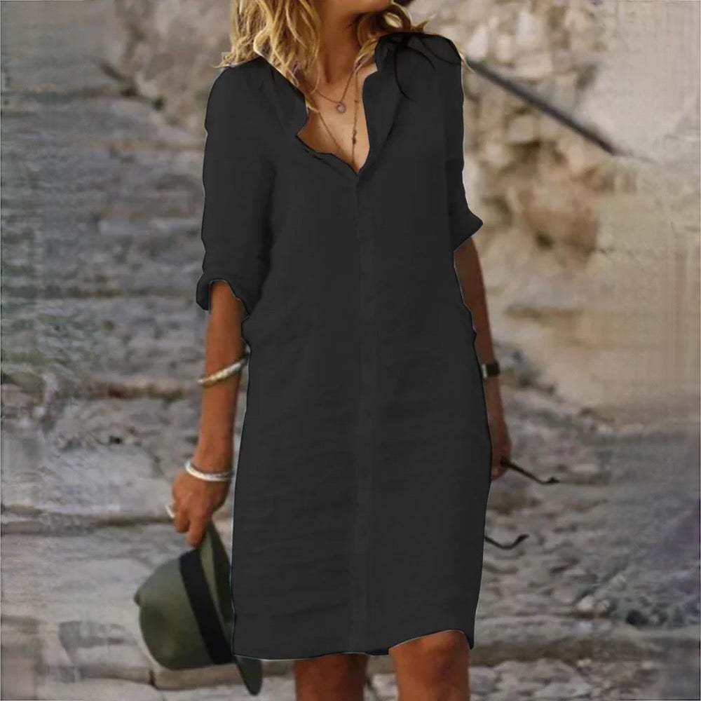Cotton Linen Dress Casual Breathable Everyday