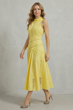 High Neck Sleeveless Elegant Midi Dress