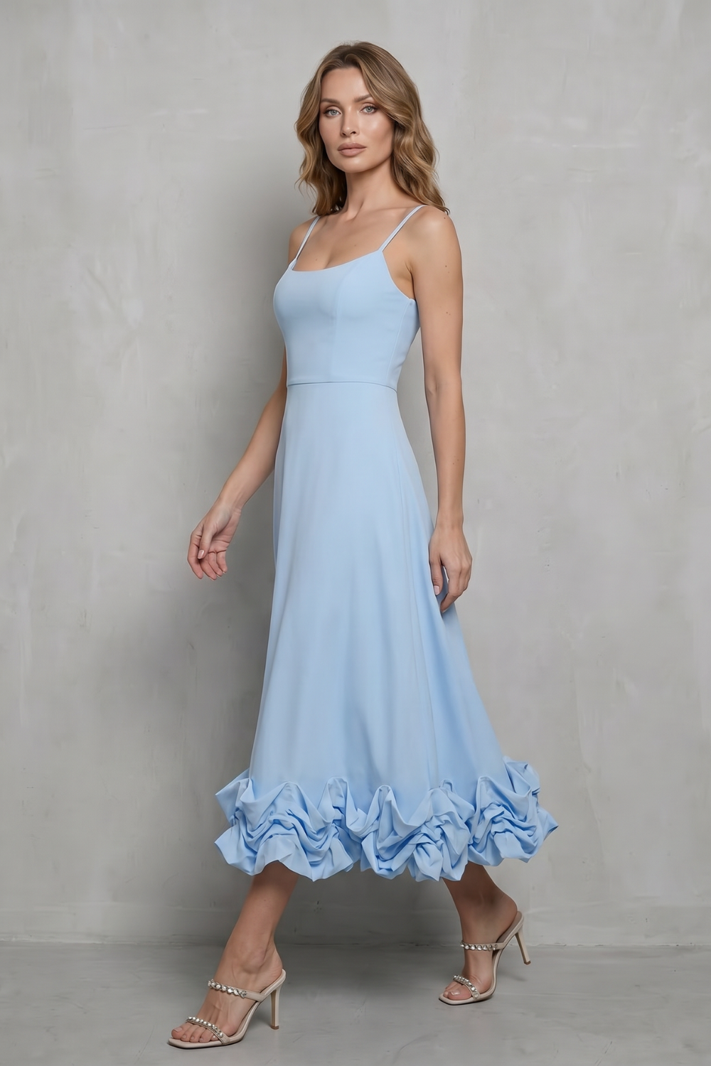 Ruffle Sleeveless Midi Dress