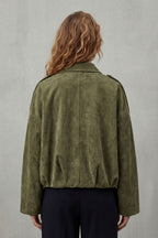 Zip Suede Bomber Jacket