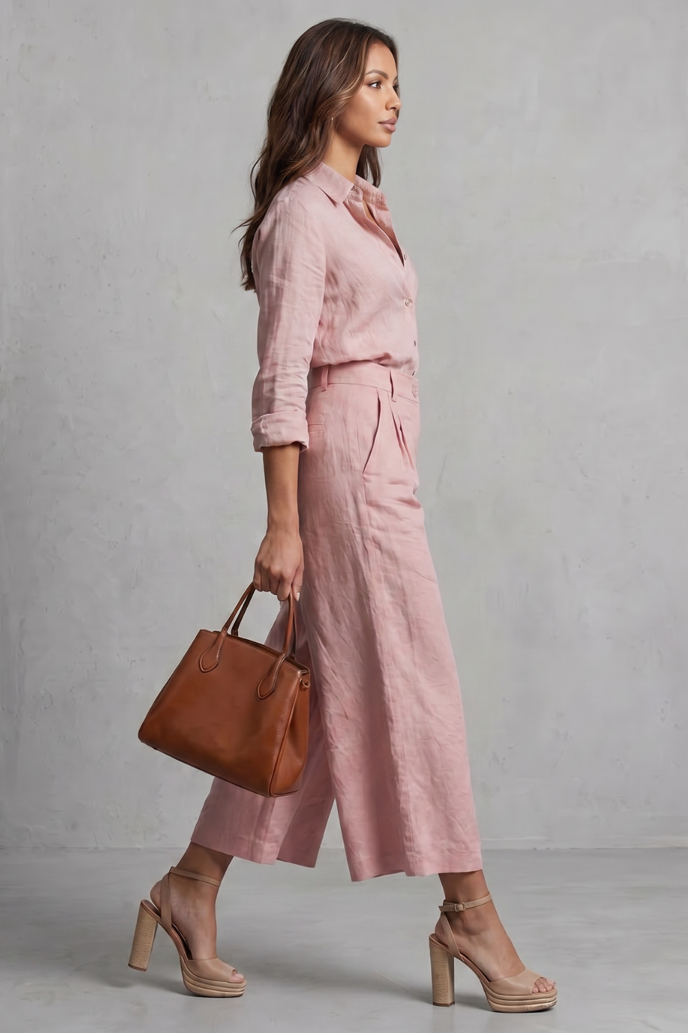 Linen High Waist Wide-Leg Co-Ord Set