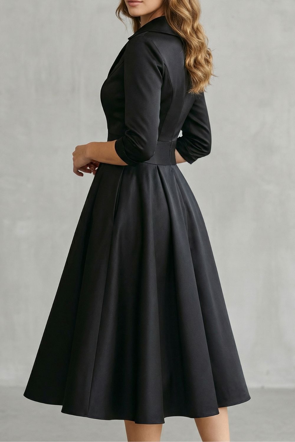 Satin Pockets Midi Dress