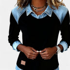 Long Sleeve Knit Top Slim Fit Round Neck Minimalist