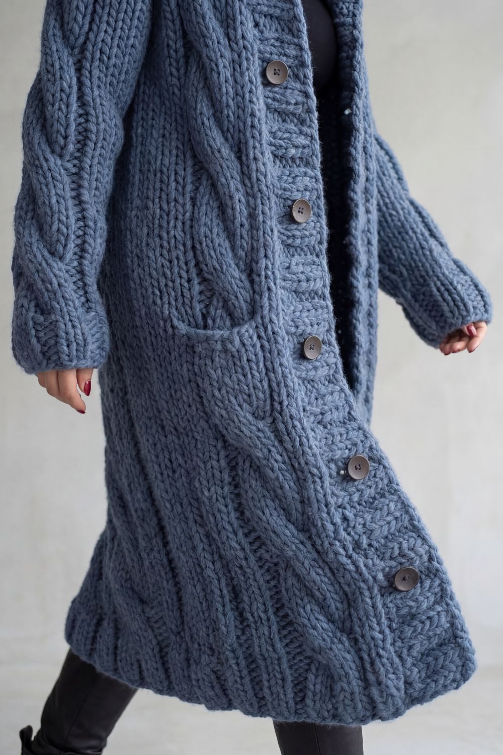 Oversized Knit Hooded Cardigan Coat