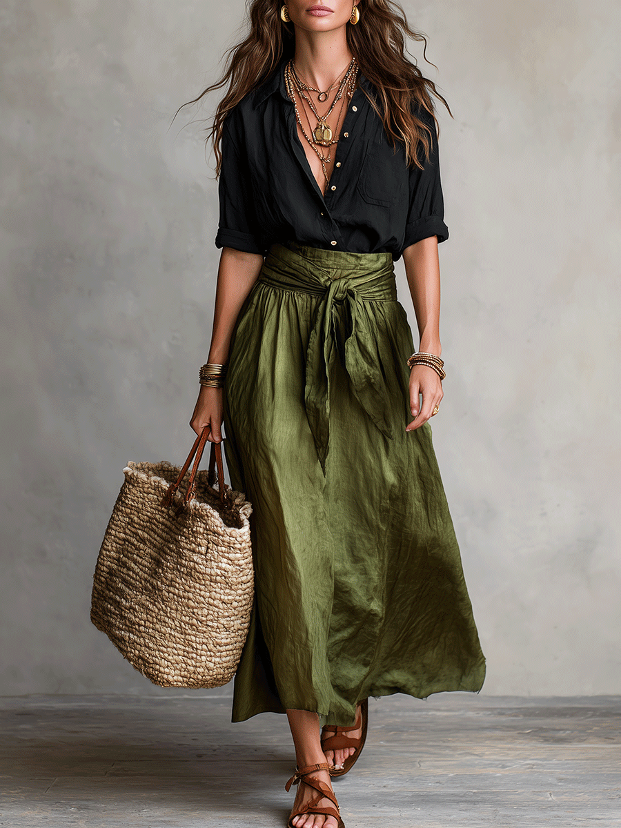 Boho Flowy Skirt Top Two-Piece Co-Ord Set