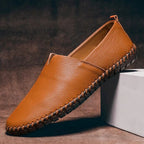 Mens Leather Loafers Pebbled Grain Slip On