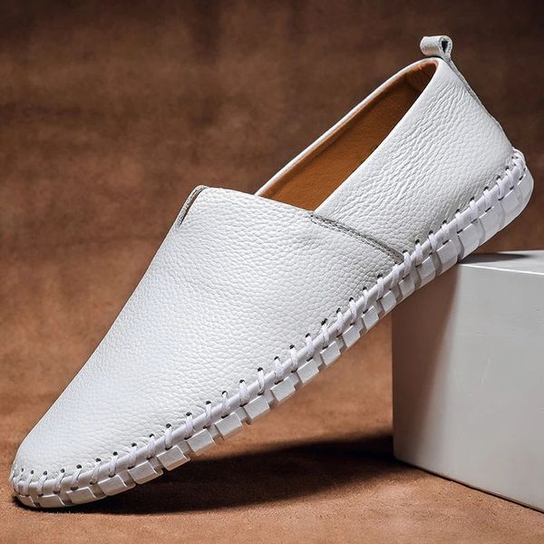Mens Leather Loafers Pebbled Grain Slip On