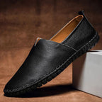 Mens Leather Loafers Pebbled Grain Slip On