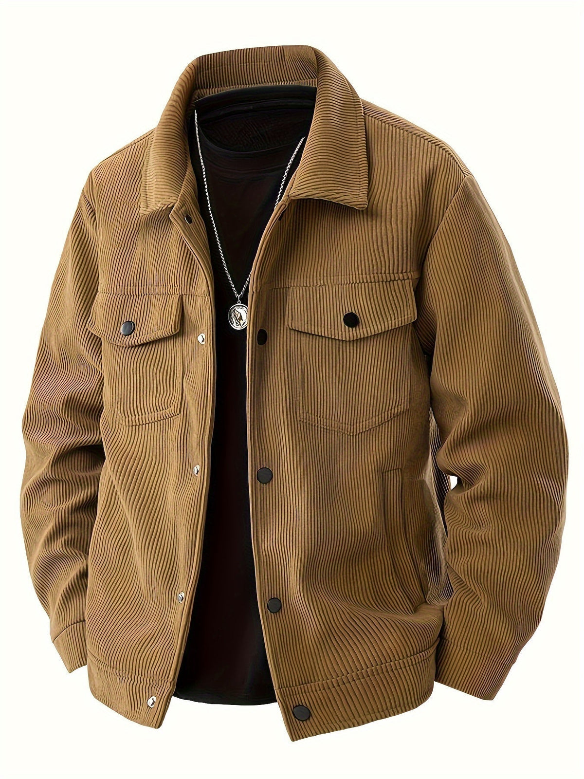 Men's Shirt Jacket Pockets Textured Refined Timeless