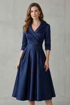 Satin Pockets Midi Dress